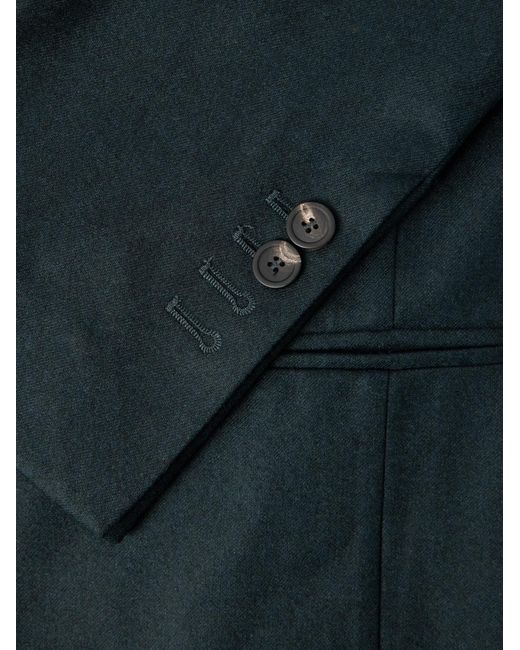 Altea Green Alain Double-Breasted Virgin Wool-Blend Flannel Blazer for men