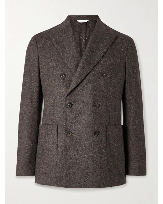 Boglioli Black Double-Breasted Virgin Wool-Blend Blazer for men