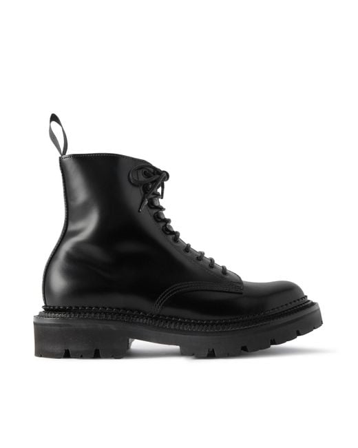 GRENSON Black Jude Glossed-Leather Boots for men