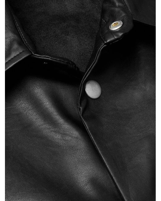 Séfr Black Rainier Faux Leather Overshirt for men