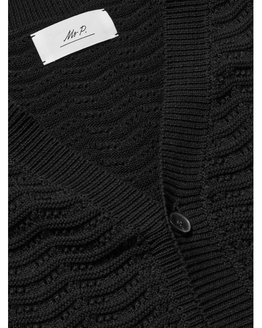 Mr P. Black Crocheted Organic Cotton Vest for men