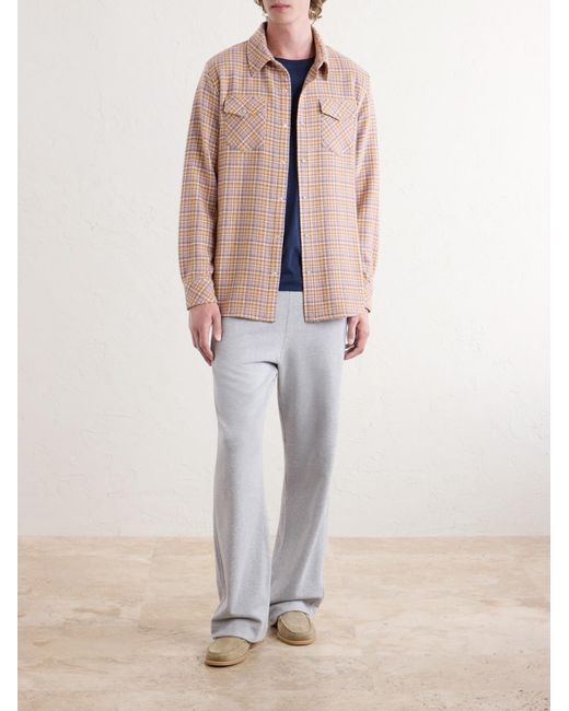 God's True Cashmere Pink Midnight Rose Checked Cashmere Shirt for men