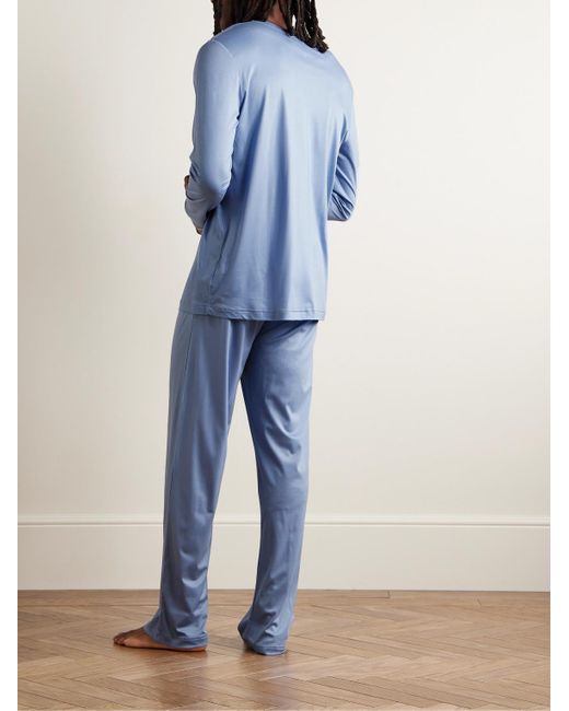 Zimmerli of Switzerland Blue Lyocell Pyjama Set for men