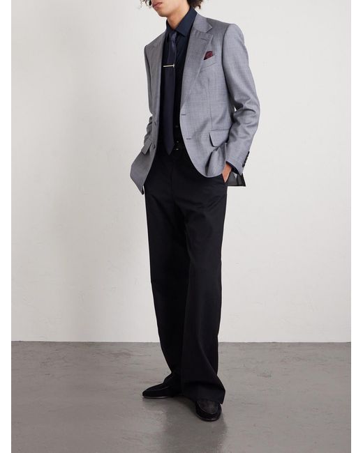 Canali Blue Travel Slim-fit Cutaway-collar Stretch-cotton Jersey Shirt for men