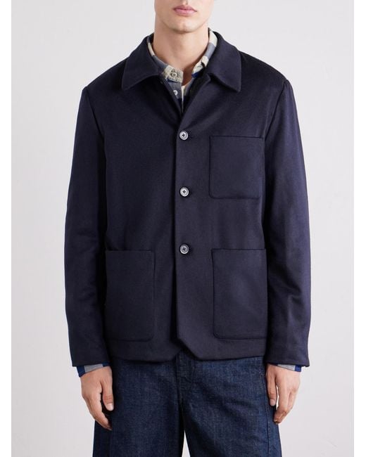 Barena Blue Cashmere Overshirt for men