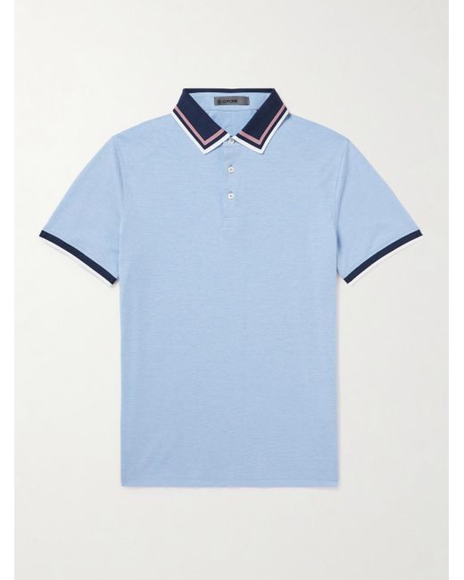 Mr P. Blue G/fore Golf Striped Logo-appliquéd Piqué Polo Shirt for men