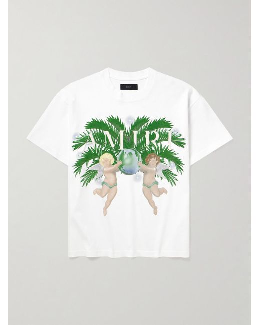 Amiri Green Airbrush Logo-print Cotton-jersey T-shirt for men