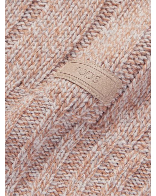 Tod's Natural Logo-appliquéd Ribbed Wool-blend Rollneck Sweater for men