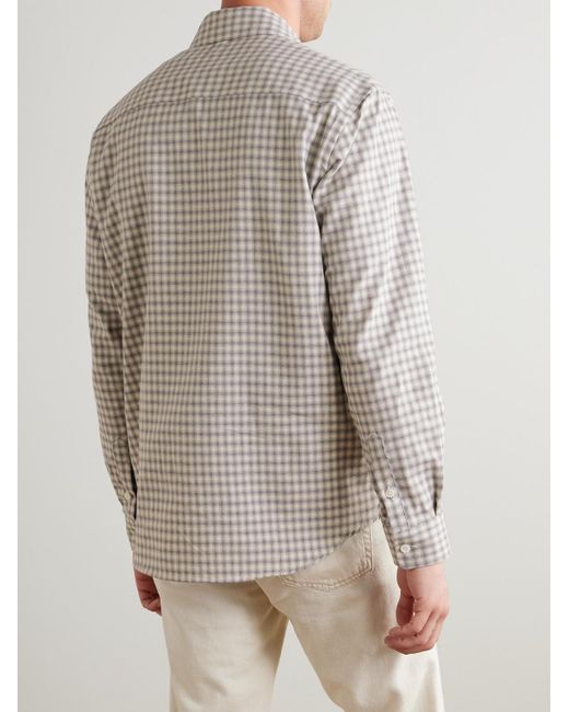 Canali White Checked Cotton-Flannel Shirt for men