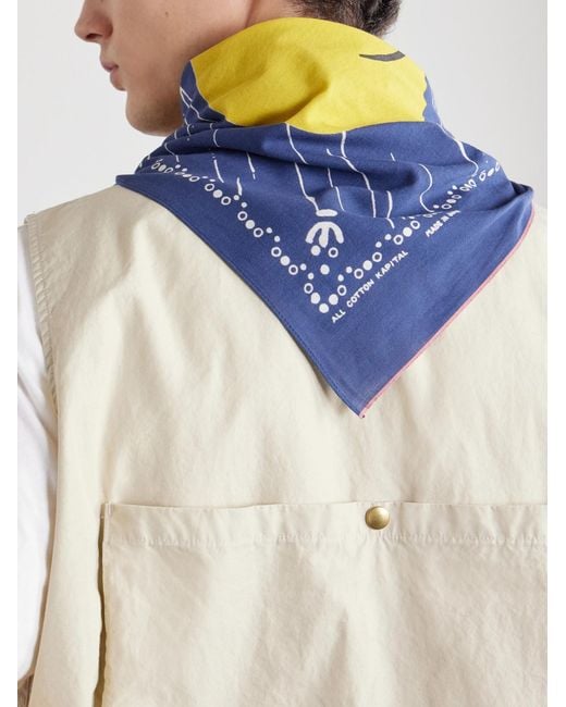 Kapital Blue Fastcolor Printed Selvedge Cotton-Voile Bandana for men
