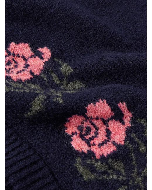 Noah Floral-Jacquard Shetland Wool Cardigan in Blue for Men | Lyst UK