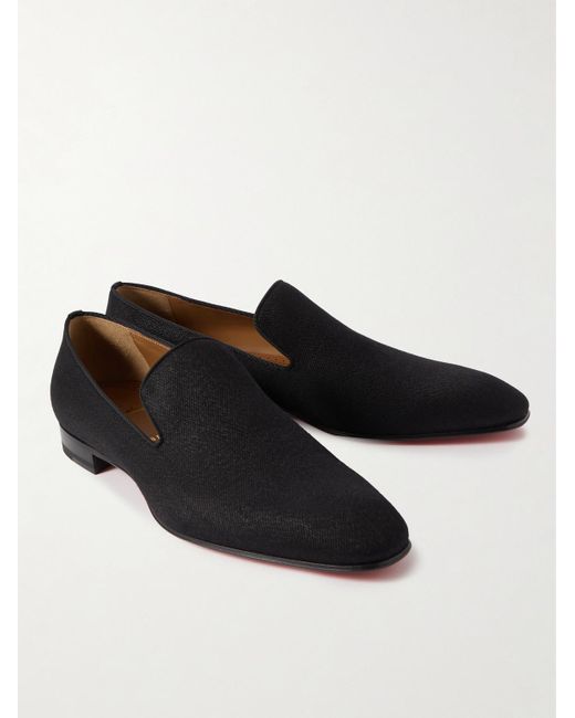 Christian Louboutin Black Dandelion Grosgrain-trimmed Wool Loafers for men