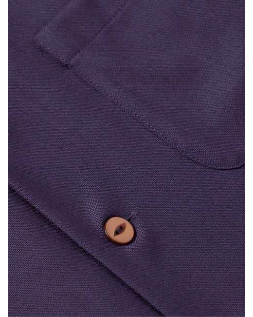 Bode Purple Camp-Collar Wool Overshirt for men