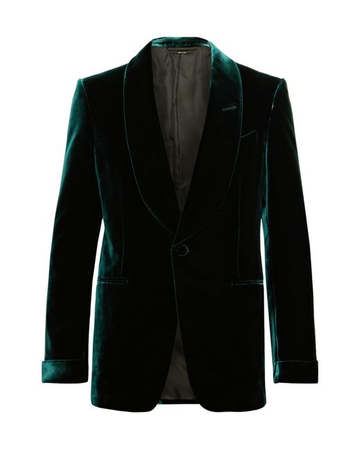 Tom Ford Green Emerald Slim-fit Shawl-collar Velvet Tuxedo Jacket for men