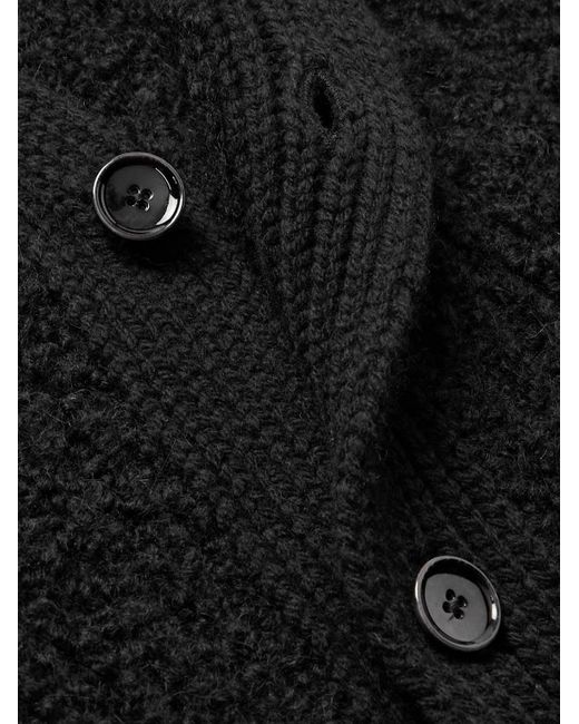 A Kind Of Guise Black Ribbed-Knit Virgin Wool-Blend Cardigan for men