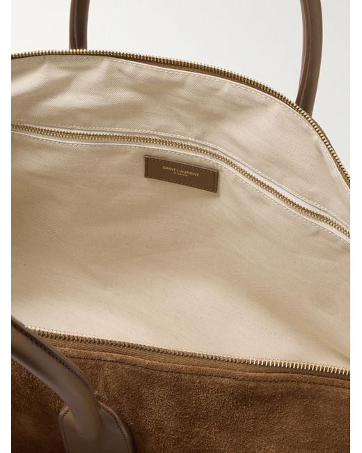 Saint Laurent Tote aus Veloursleder mit Lederbesatz in Brown für Herren