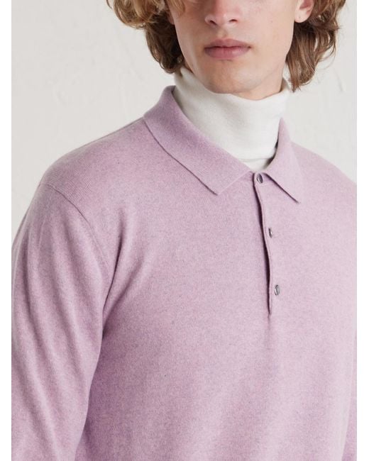 Loro Piana Pullover aus Kaschmir mit Polokragen in Pink für Herren