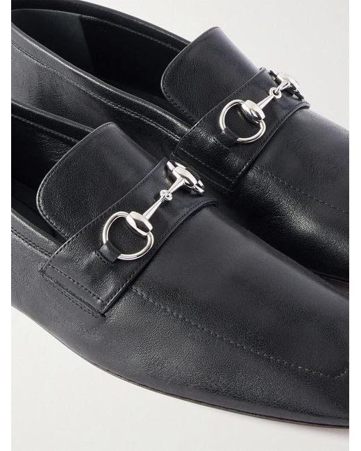 Gucci White Collapsible-Heel Horsebit-Embellished Leather Loafers for men