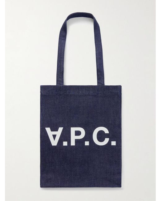 A.P.C. Blue Laure Logo-Print Denim Tote Bag for men