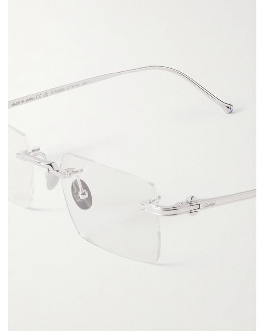 Cartier Natural Pasha De Cartier Rectangular-Frame Rimless-Tone Optical Glasses for men