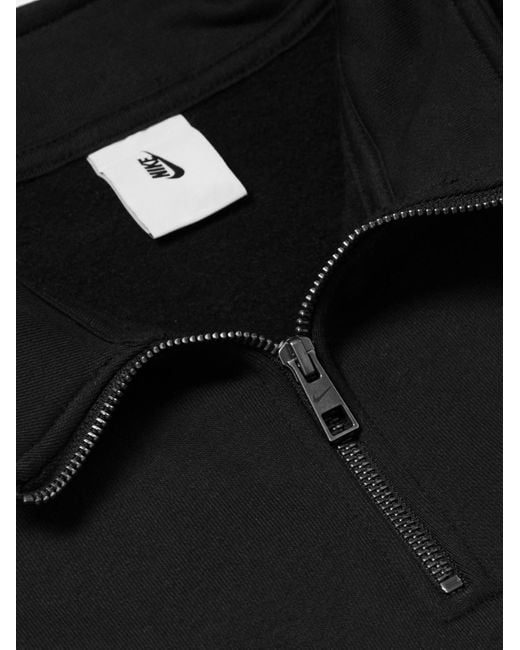Logo-Embroidered Cotton-Terry Half-Zip Sweatshirt di Nike in Black da Uomo