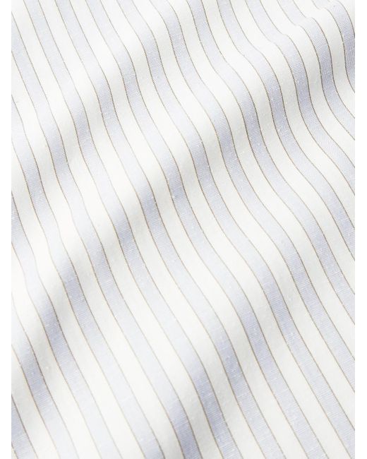 Brioni Gestreiftes Hemd aus einer Baumwoll-Seidenmischung mit Button-Down-Kragen in White für Herren