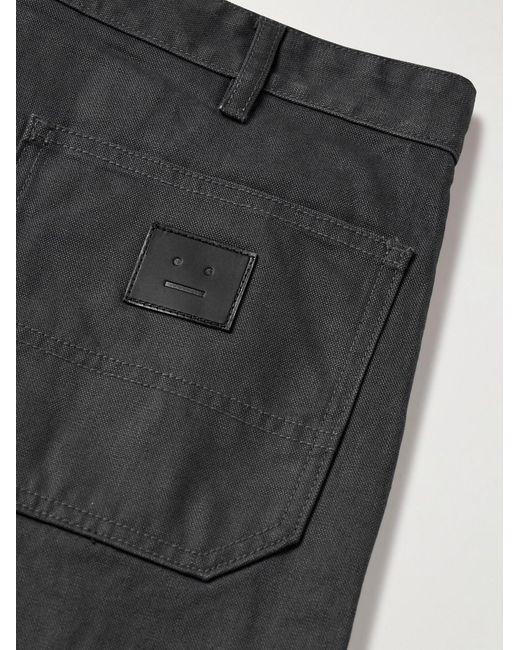Acne Gray Palma Straight-Leg Pigment-Dyed Cotton-Canvas Trousers for men