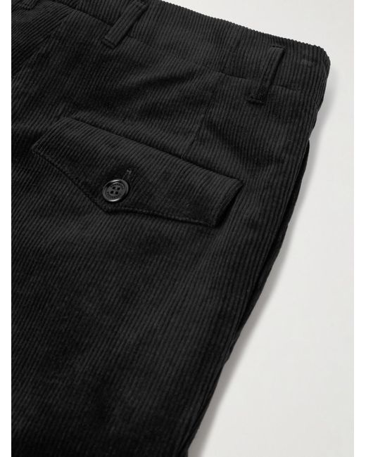 Brunello Cucinelli Black Tapered Pleated Stretch Cotton And Cashmere-Blend Corduroy Trousers for men