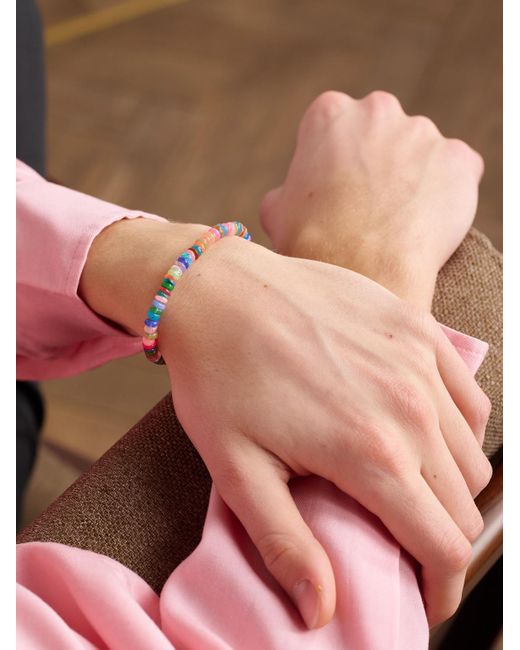 JIA JIA Black Jumbo Gold Opal Beaded Bracelet for men