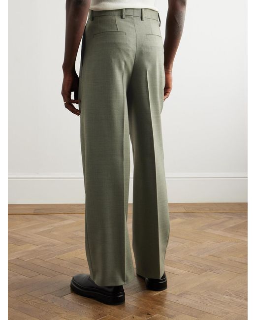 Jil Sander Green Wide-Leg Pleated Mohair And Wool-Blend Trousers for men