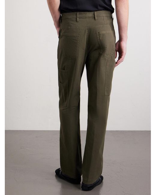 Dries Van Noten Green Straight-Leg Stretch-Cotton Twill Trousers for men