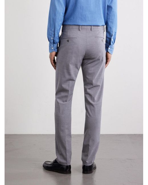 Eleventy Gray Slim-fit Tapered Stretch-wool Flannel Trousers for men