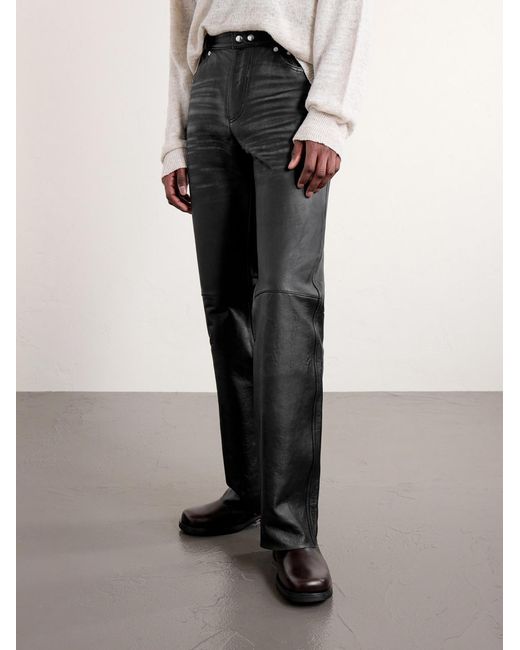 Our Legacy Black Carlson Straight-leg Leather Trousers for men