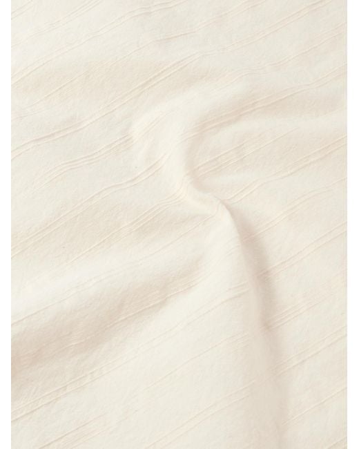 Miles Leon Natural Brazee Striped Tumbled Cotton And Linen-blend Bandana for men