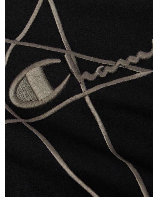 Rick Owens Black Champion Jumbo Logo-embroidered Cotton-jersey Sweatshirt for men
