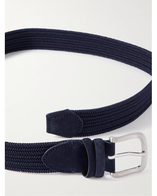 Mr P. Blue 3.5cm Suede-trimmed Woven Belt for men