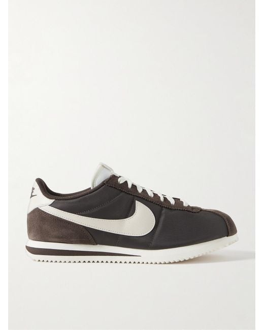 Nike Black Cortez Suede And Leather-Trimmed Shell Sneakers for men