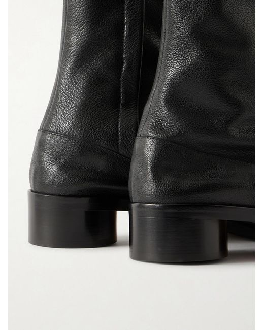 Maison Margiela Black Tabi Split-Toe Textured-Leather Ankle Boots for men