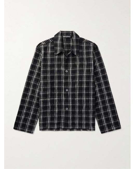 Our Legacy Black Haven Checked Cotton-Flannel Overshirt for men