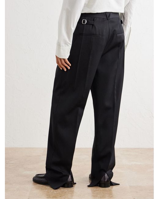 Bottega Veneta Blue Straight-Leg Grain De Poudre Wool Trousers for men
