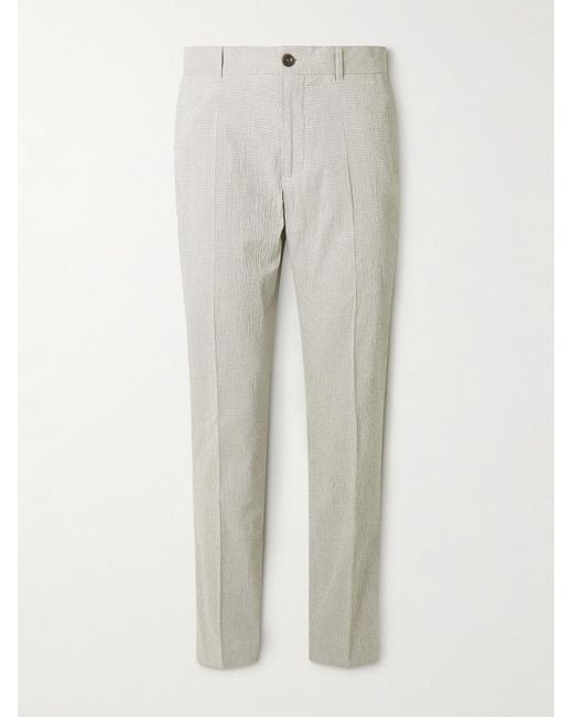 Mr P. Gray Golf Samuel Tapered Checked Cotton-blend Seersucker Trousers for men