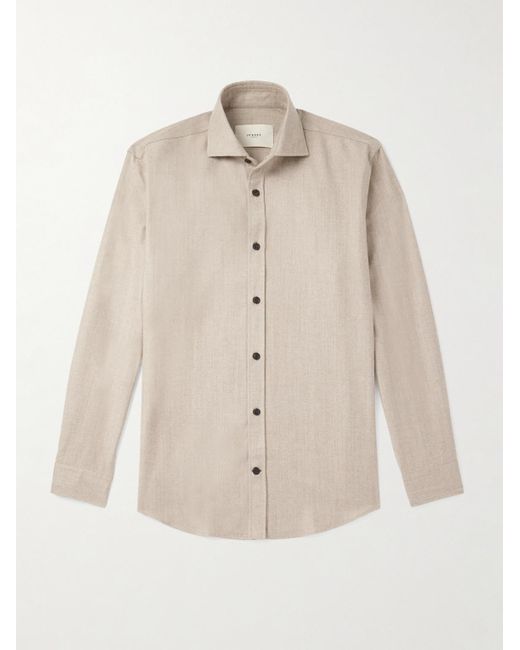 James Purdey & Sons Natural Cutaway-collar Wool And Cashmere-blend Shirt for men