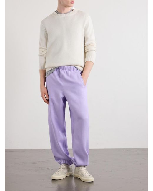 God's True Cashmere Purple Linen Drawstring Sweatpants for men