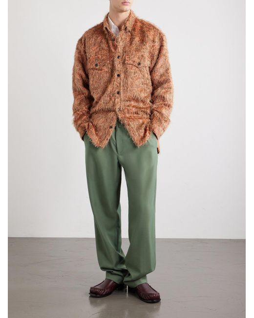 Dries Van Noten Green Penny Straight-leg Wool Trousers for men
