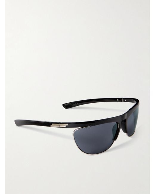 Bottega Veneta Black Aviator-Style Acetate And-Tone Wrap-Around Sunglasses for men