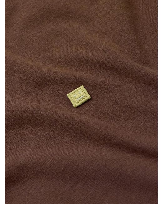 Acne Brown Logo-Appliquéd Garment-Dyed Organic Cotton Polo Shirt for men