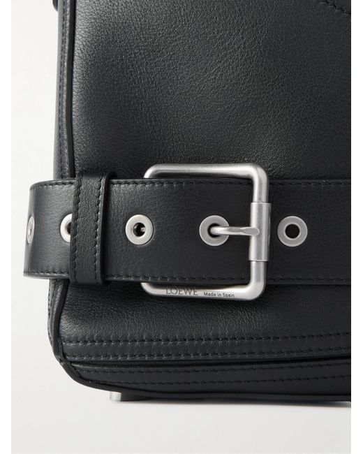 Loewe Black Puzzle Biker Large Buckled Leather Messenger Bag for men
