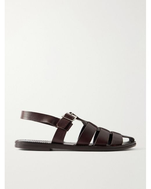GRENSON Brown Quinton Leather Fisherman Sandals for men