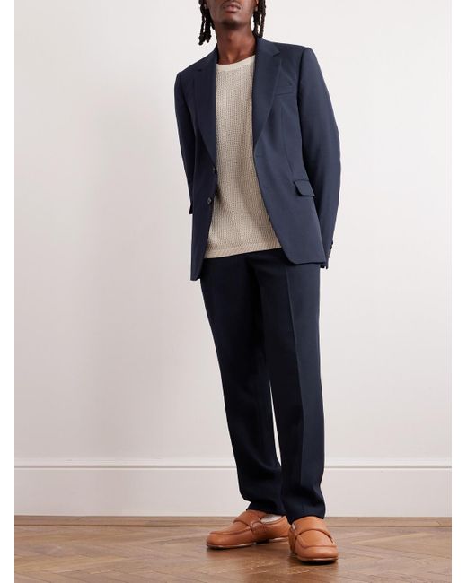 Dries Van Noten Blue Slim-fit Straight-leg Pleated Wool Trousers for men