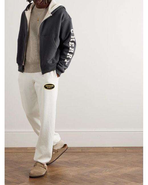 CHERRY LA Gray Logo-appliquéd Cotton-jersey Zip-up Hoodie for men
